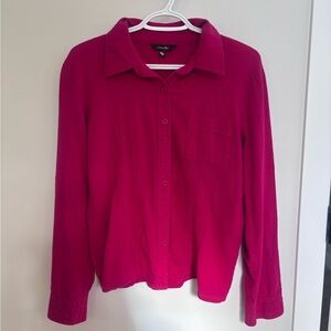 Vibrant Pink 100% Cotton Preshrunk Button-Up Shirt